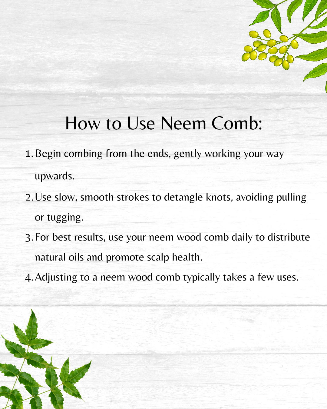 3 in 1 Oil Treated Neem Wood Comb Set