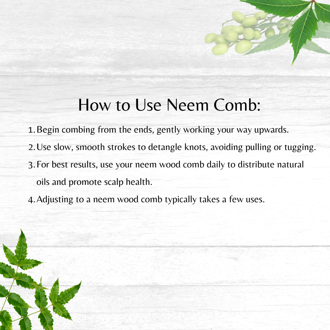 Neem Wooden Compact Travel Comb for Men & Women | Beard & Mustache Grooming