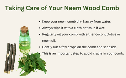 2 in 1 Oil Treated Neem Wood Comb Set (Dual Tooth & Shampoo Comb)